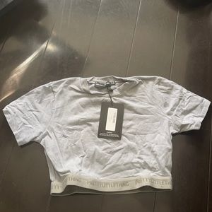 PLT GREY CROP TOP WITH LOGO BAND